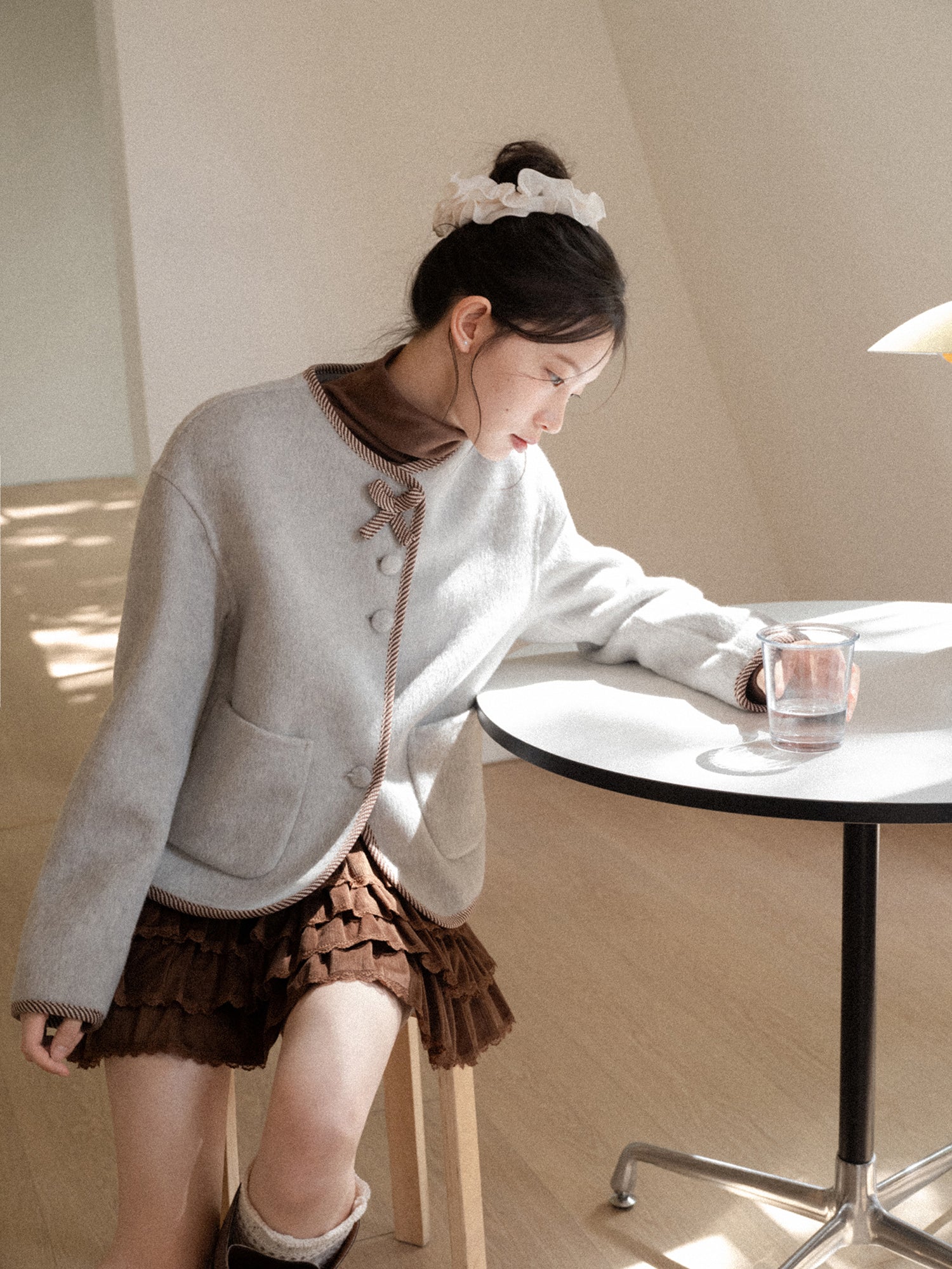 CANTONSTORY Yangcheng Story Korean style 70% wool double-sided wool coat for women winter new sweet (with handbag))