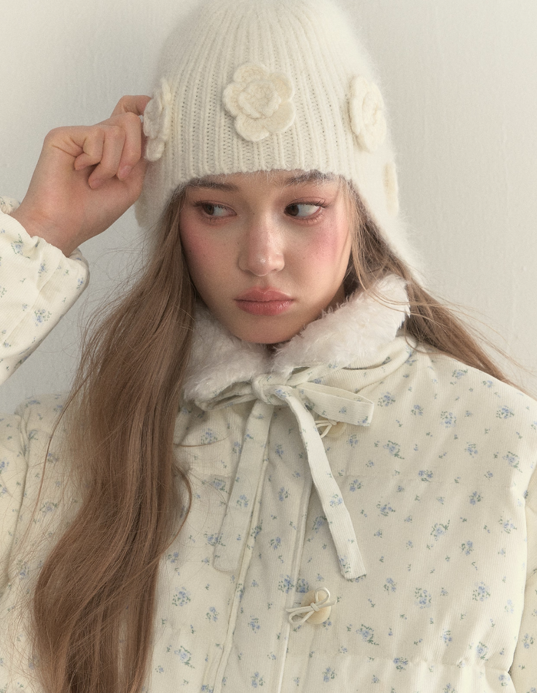 SUNSETPARK 3D Snow Flower Knitted Hat SunsetPark Gift/Sunset Park Bunny Fur for Winter