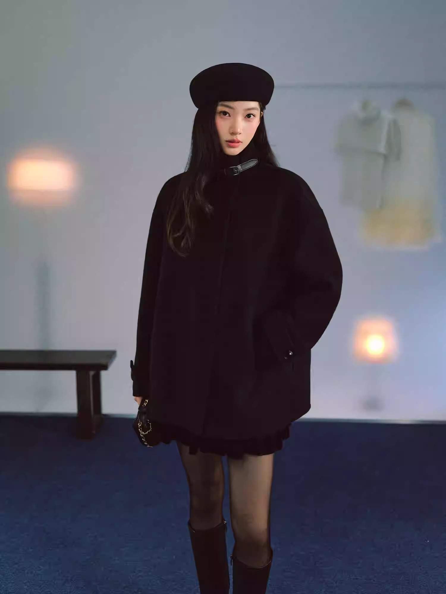 LaluneDuCiel 100% Korean-style double-sided wool coat for teenage girls.