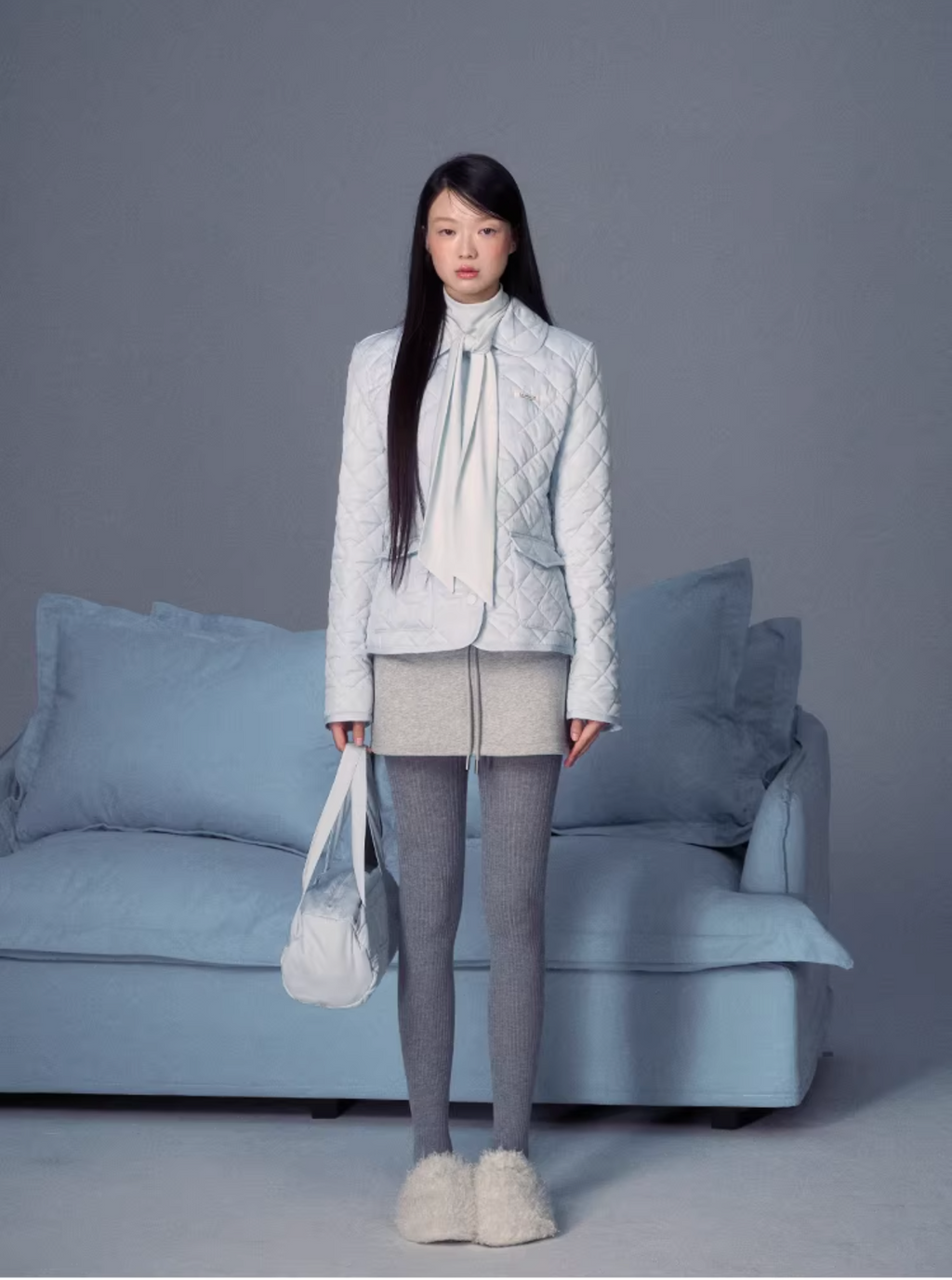 LaluneDuCiel Women's cute and playful quilted cotton jacket, winter 2025, casual style and solid color