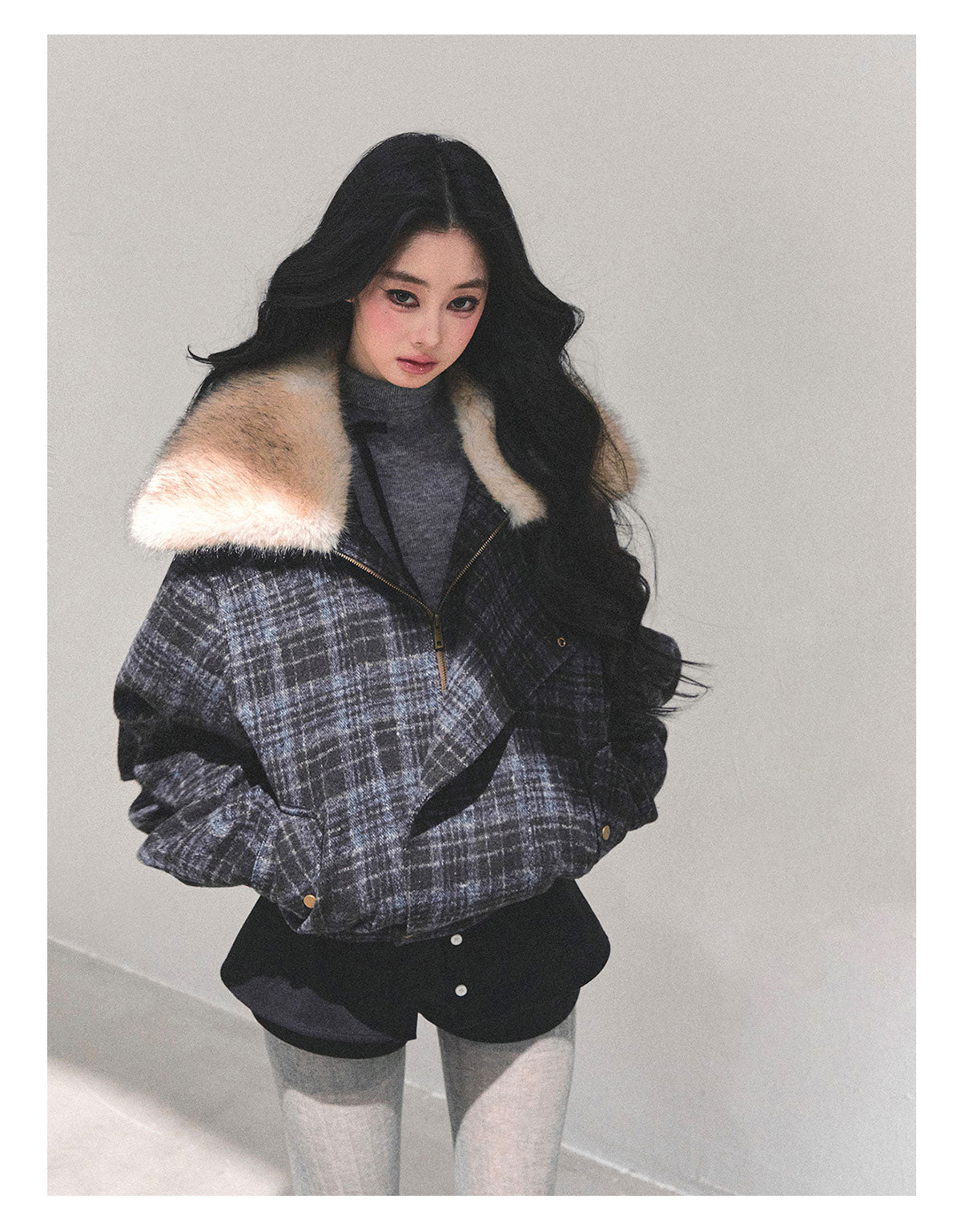 SHAOYEYAN Aomalm Women's Hepburn "She's Not as Dazzling as Fireworks" Thick Plaid Quilted Coat Winter Loose Coat
