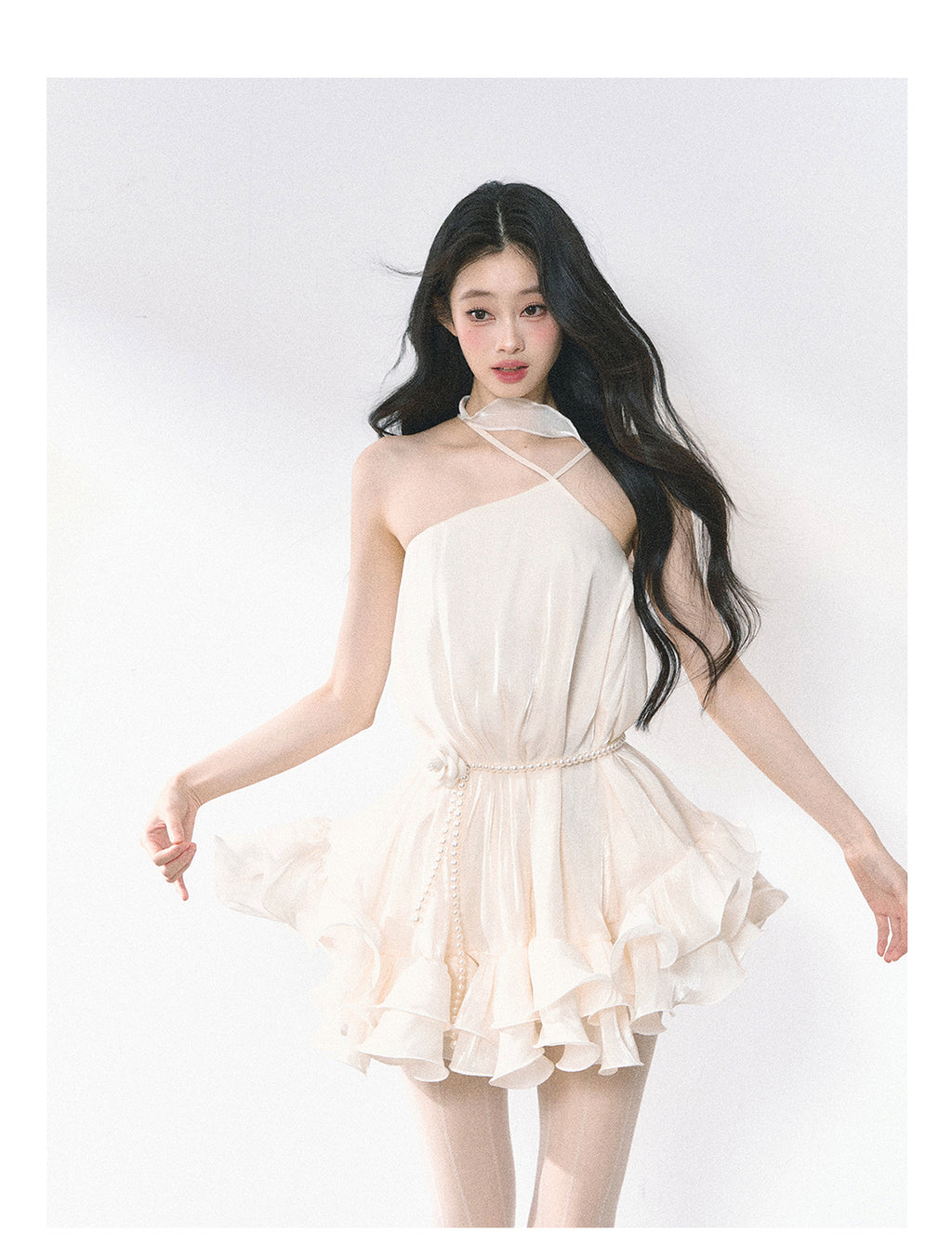 Royal Sisters Noble Style Halter Neck Dress Summer Floral Slim Waist Mini Dress For Women Shaoyeyan