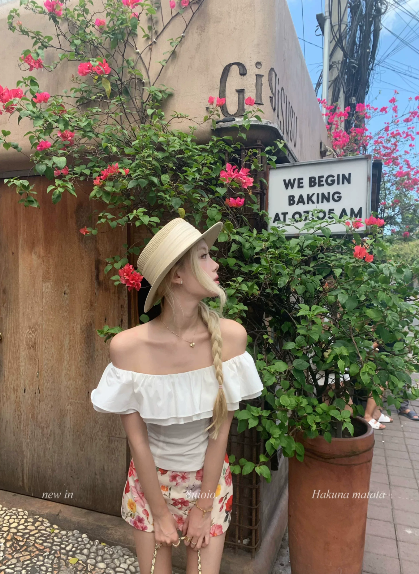 8UIOIO Women's "Scarlet Floral Notes" apricot print short skirt, new summer style, A-line skirt