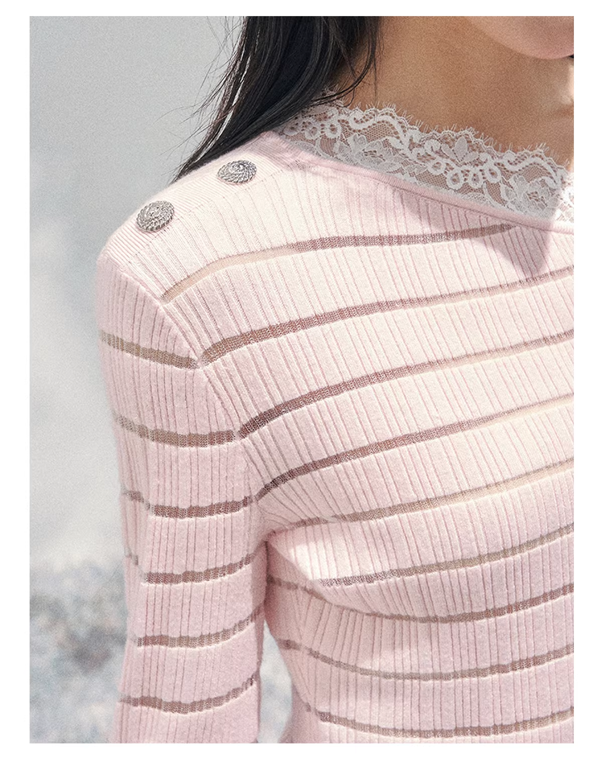 SHAOYEYAN Women's long-sleeved, off-the-shoulder knitted lace top with "Gentle Gaze" pattern, a pure and charming spring top.