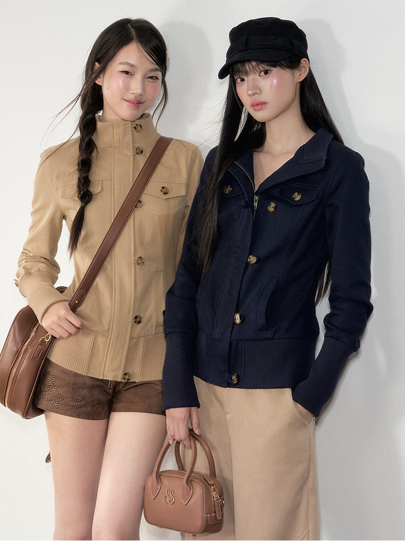 Soote Season Korean Style Turtleneck Zipper Slim Fit Jacket