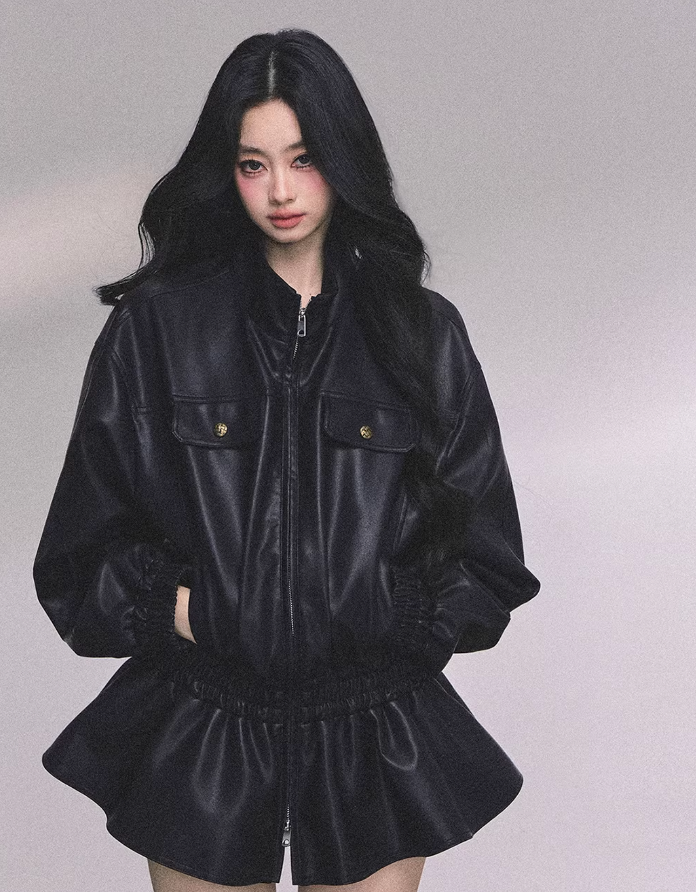 SHAOYEYAN AOMALM's fashionable and stylish "Ethiopian Wilderness" PU leather jacket for women.