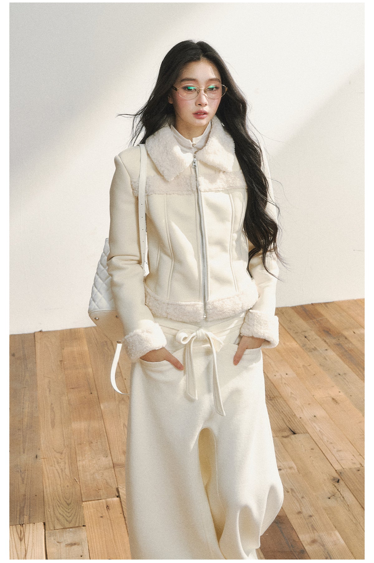 7SHIFTIN Two-Tone Original Design Slim Fit Fleece Jacket for Autumn/Winter, Niche Short Outerwear