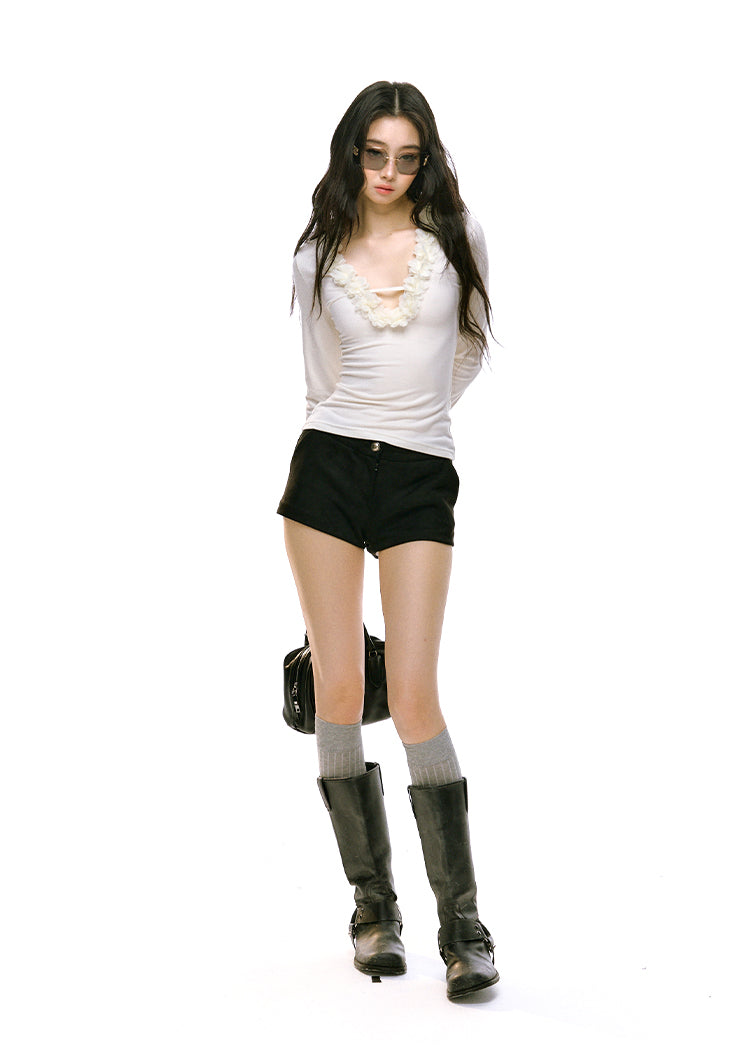 REDBLING New design V-neck T-shirt, sexy and charming autumn/winter style, slim figure