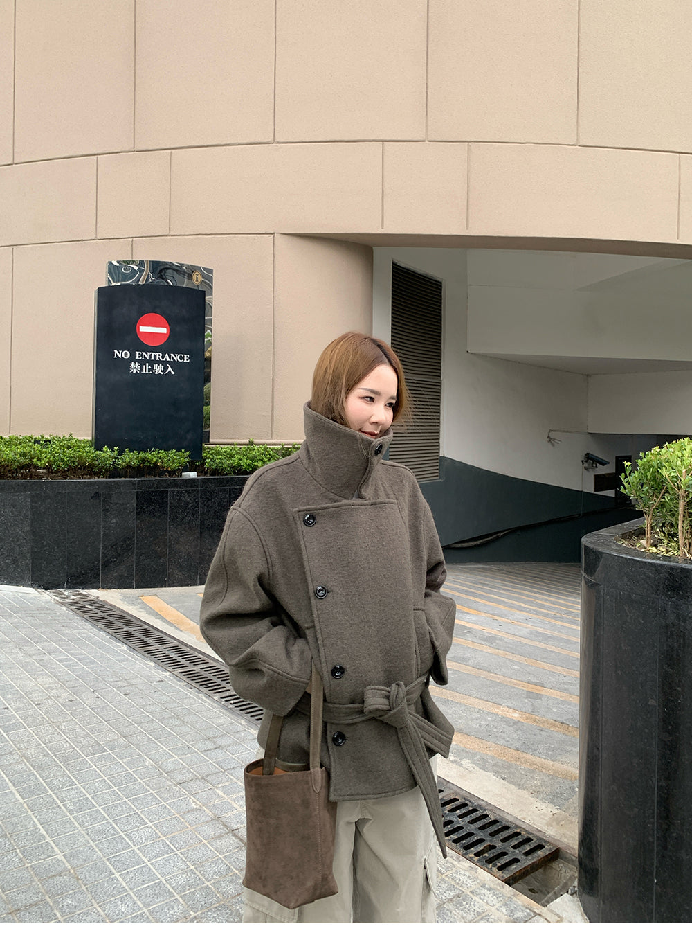 XZICHIC continues the classic style of Kim Min-hee wool coat, women's winter coat, size 57 (wool and alpaca wool).