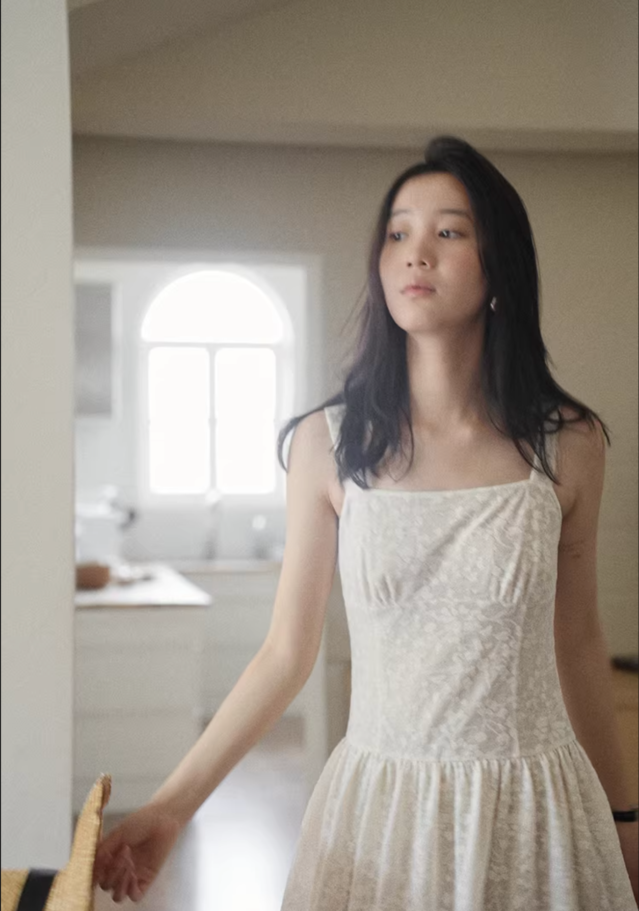 LALAGOW French Jacquard lace long dress with slim shape and thin straps for women, elegant summer long dress