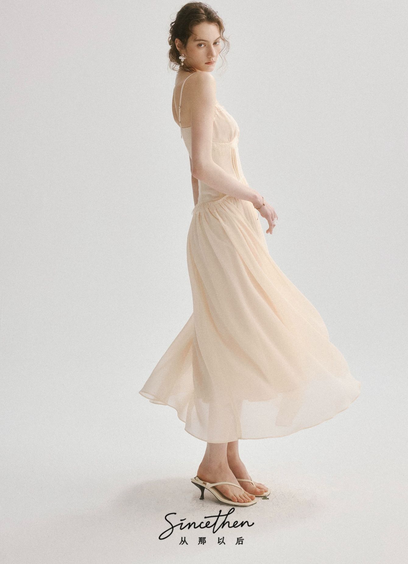 SINCETHEN French evening dresses, resort-style slip dresses, high-waisted lace maxi dresses and summer dresses