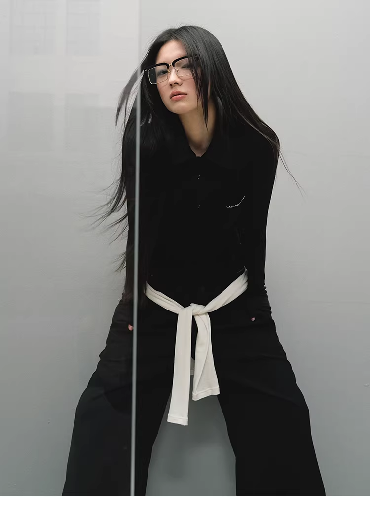 LaluneDuCiel women's plain polo shirt, casual style, elegant, simple, slim fit, long sleeves, suitable for early autumn.