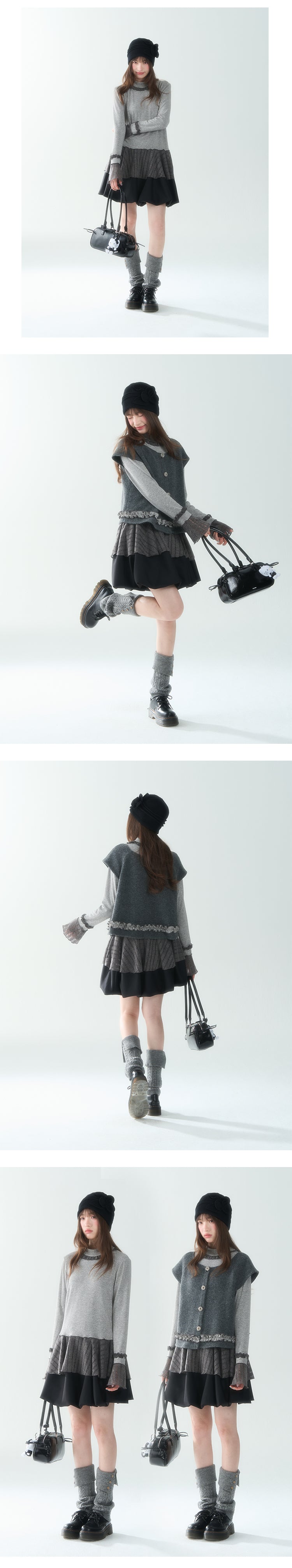 CANSTORE Women's "Dieyu Meiyi" ruffled cardigan, color-block lining, new autumn style