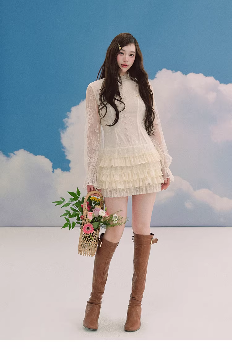 LALUNEDUCIEL Rose base, pure chiffon lace, delicate, sweet, suitable for women, spring