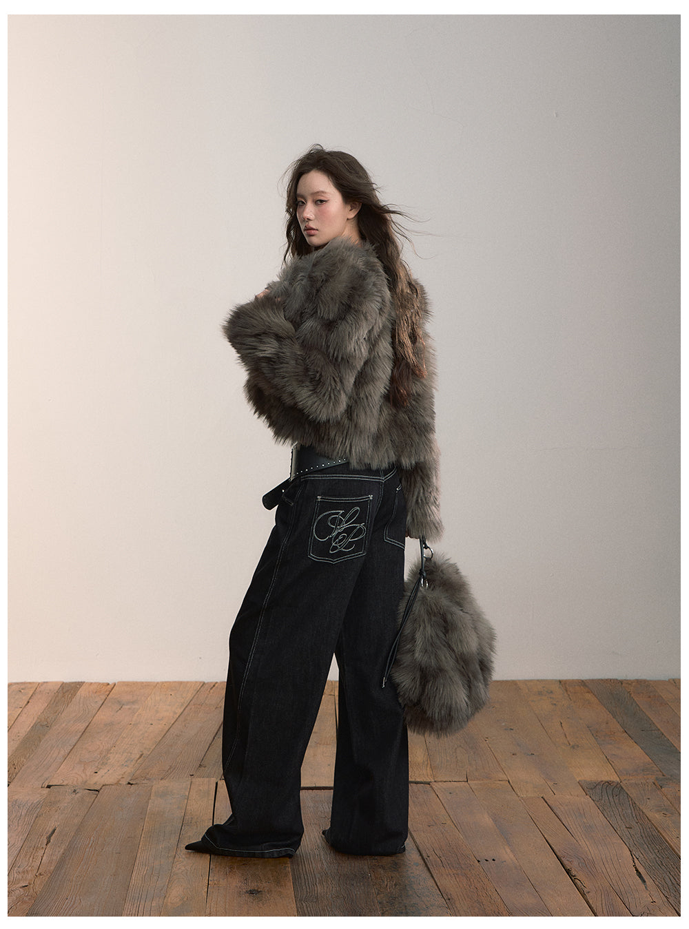 VIAPITTI 環境に優しいショートPUレザージャケット ファー素材 秋冬 ストリートスタイル レディース