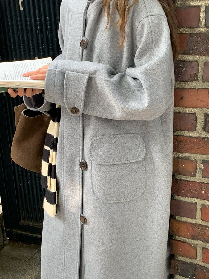 RAINY Women's Classic Single Breasted Hooded Wool Coat, Winter Design, Classic Style, Loose Fit, Versatile Wool Coat