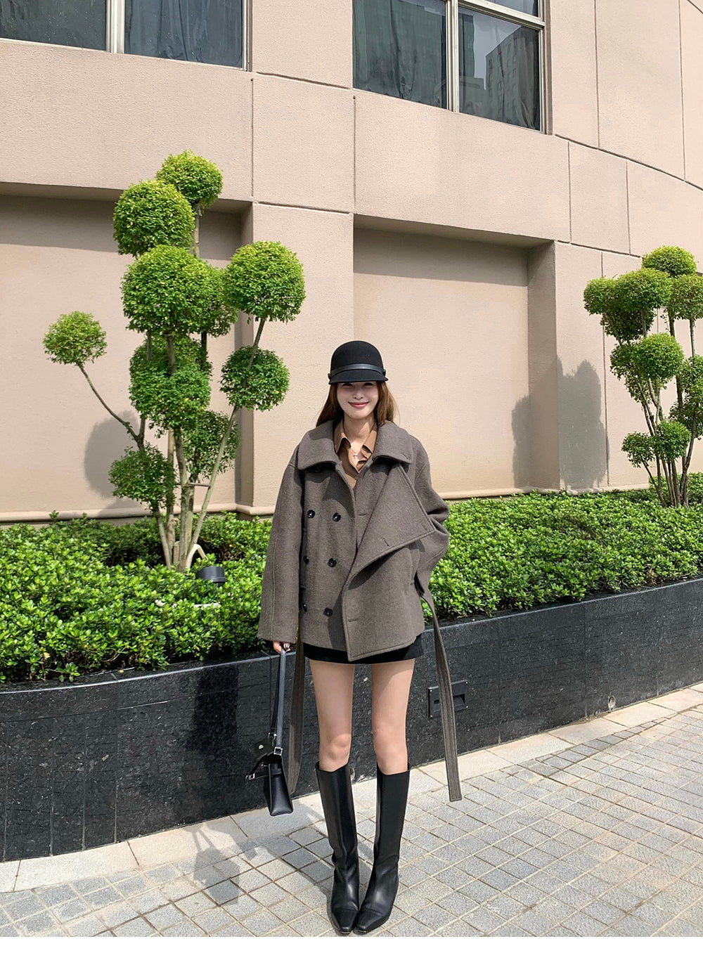 XZICHIC continues the classic style of Kim Min-hee wool coat, women's winter coat, size 57 (wool and alpaca wool).