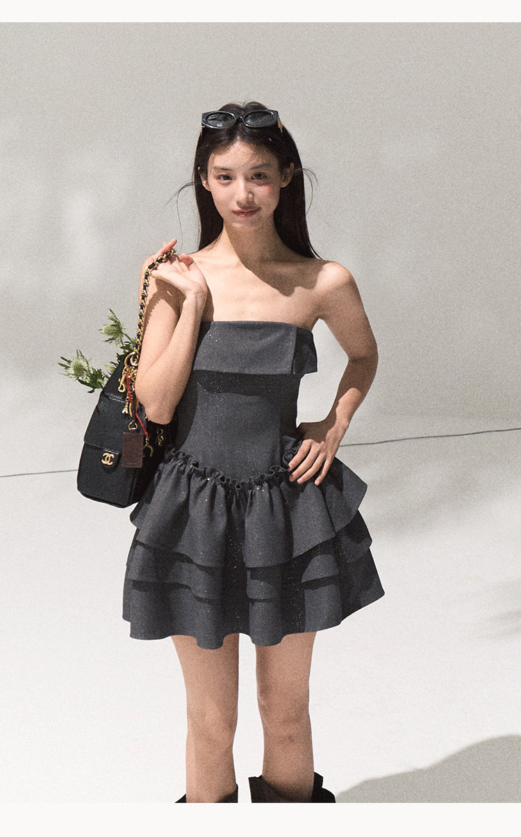 OAKMOO Silver Sequined Grey Bodycon Mini Dress with Waist (Sale)