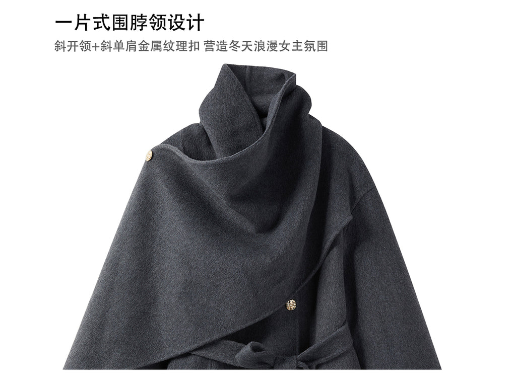 SHAOYEYAN Aomalm women's "Winter Balthore" French style English wool coat, loose double-sided wool coat.