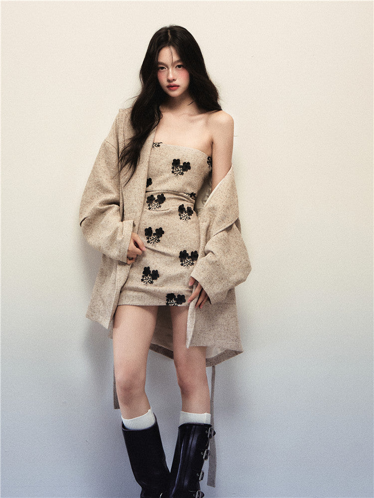 Apricot tube dress for women fall winter 1P STUDIO