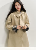 SUNSETPARK "Autumn Overture" classic checkered khaki plaid trench coat
