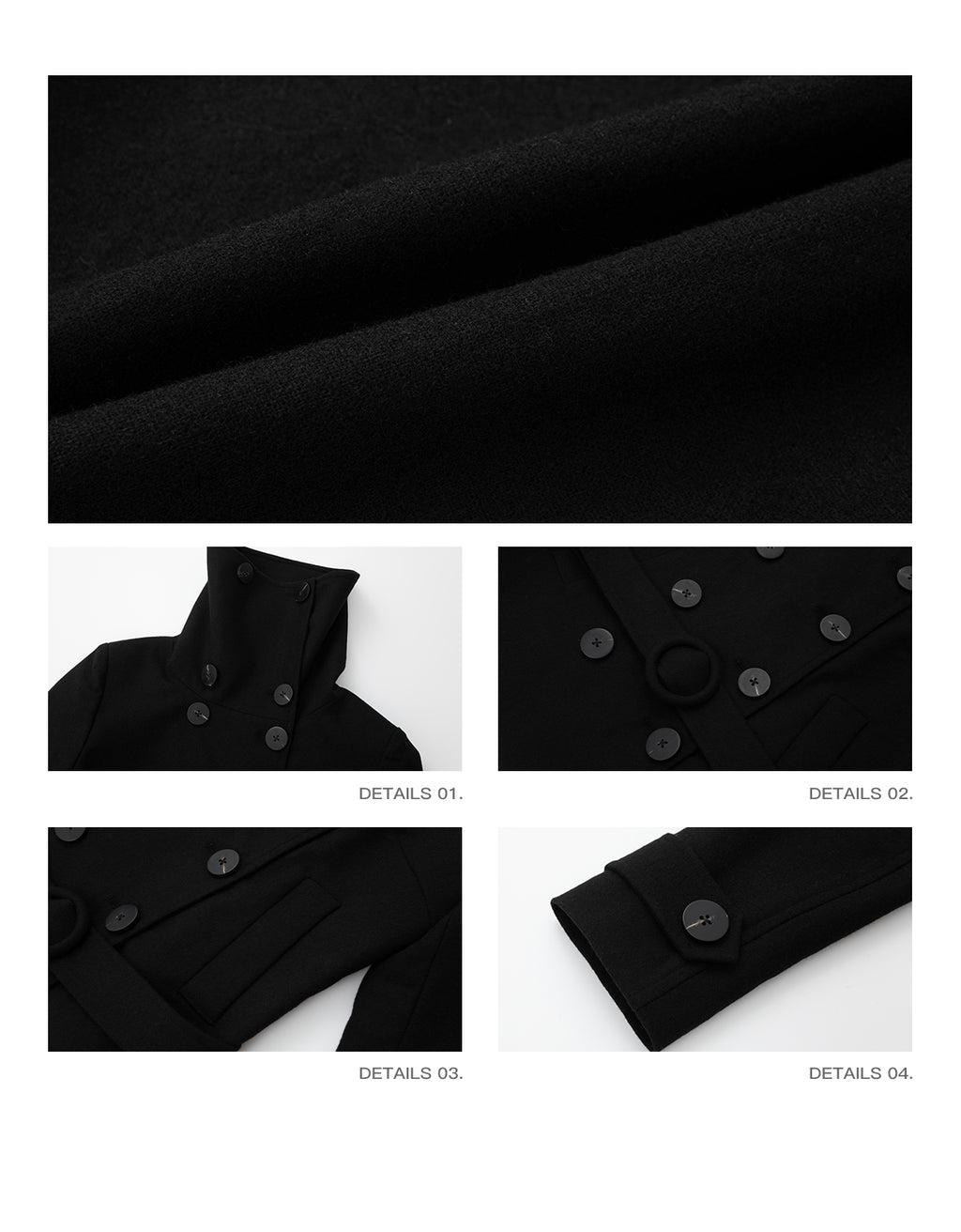 Soft and clingy wool coat, large lapels, double-breasted, low back, short and slightly loose fit iamxiaa