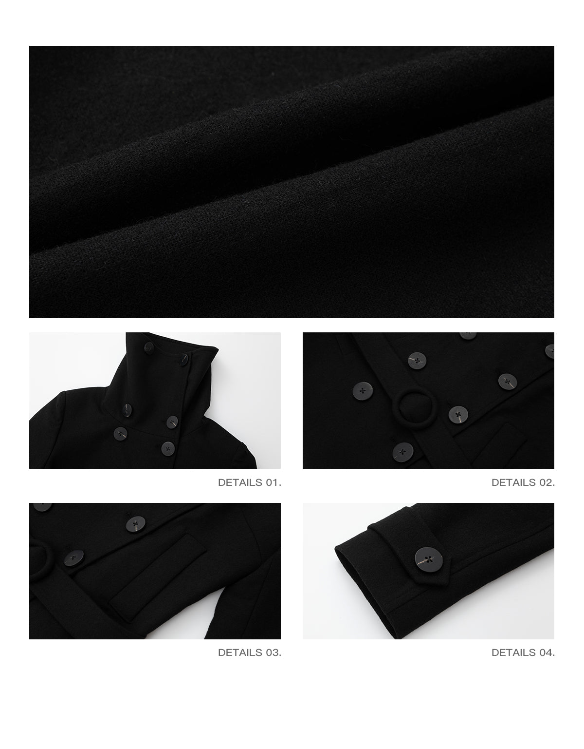 Soft and clingy wool coat, large lapels, double-breasted, low back, short and slightly loose fit iamxiaa