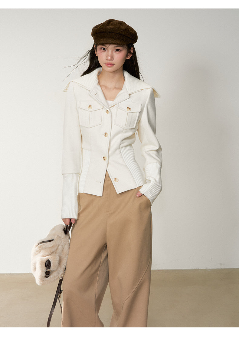 Soote Season Original Classic High Waisted Corduroy Cropped Coat