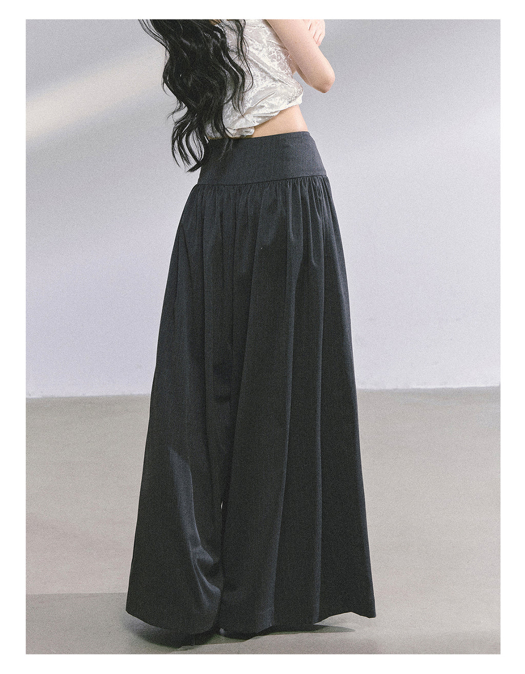 SHAOYEYAN Korean style comfortable wide leg pants for young women, loose straight leg pants, slim fit, gray long pants.