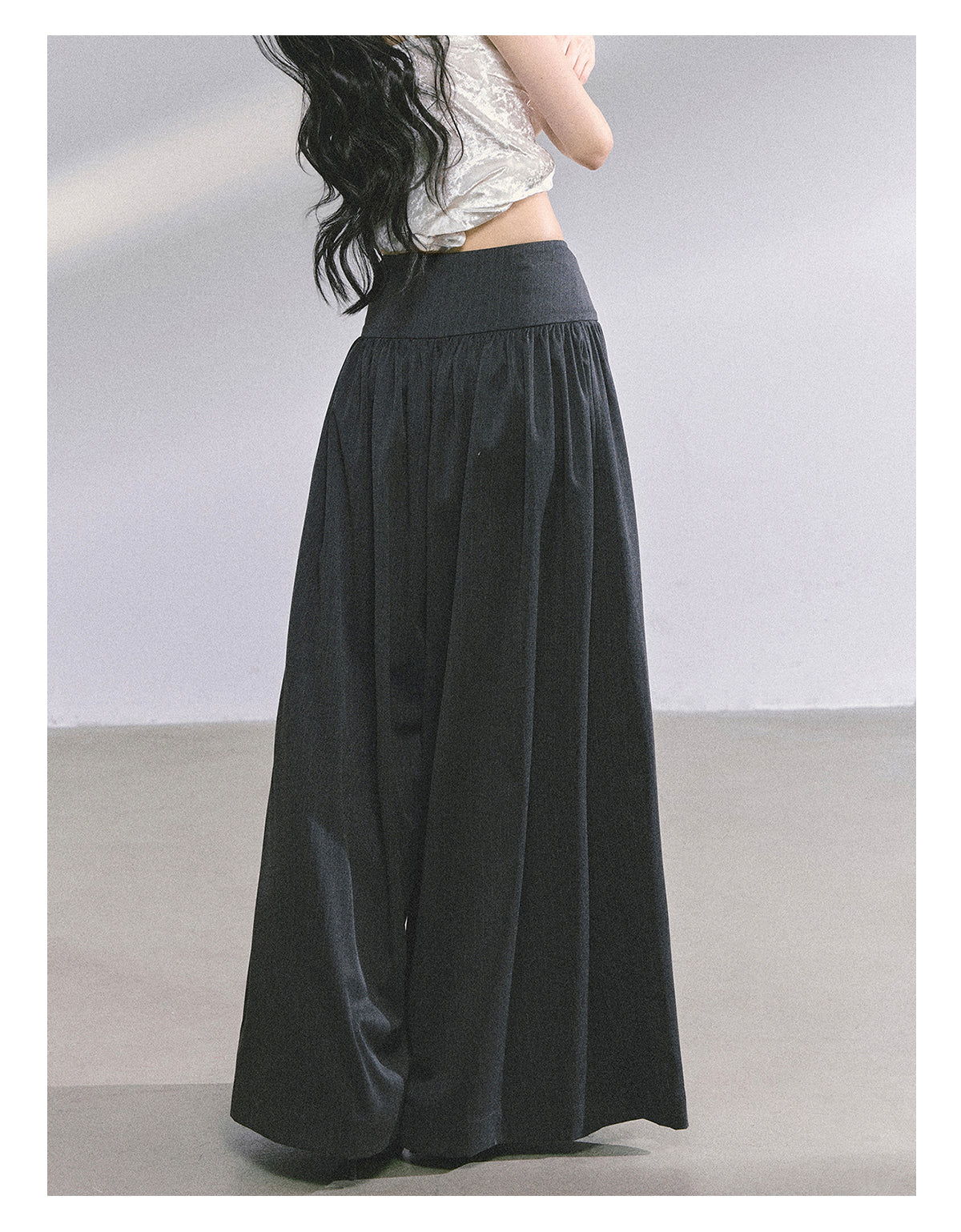 SHAOYEYAN Korean style comfortable wide leg pants for young women, loose straight leg pants, slim fit, gray long pants.