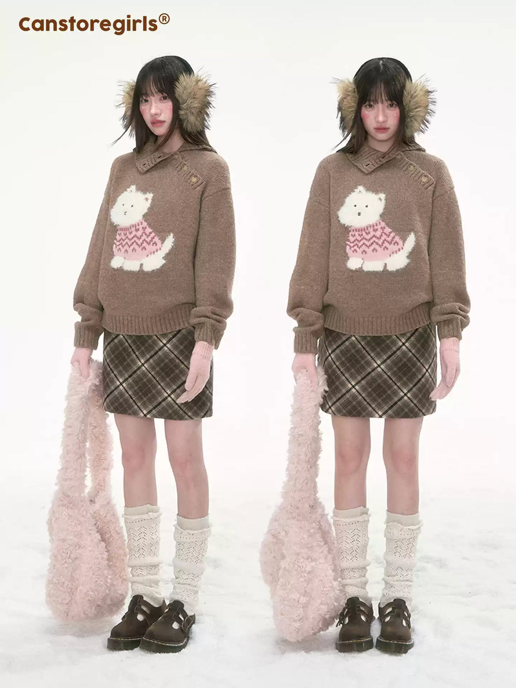 CANSTORE Women's New Winter Loose Puppy Knitted Sweater 'Cocoa Mousse'