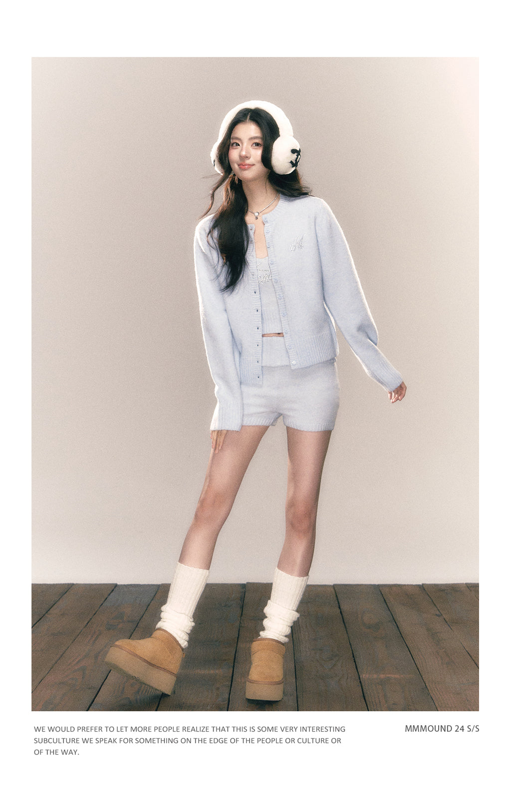 MMMOUND women's round neck cardigan and new vest shorts for spring