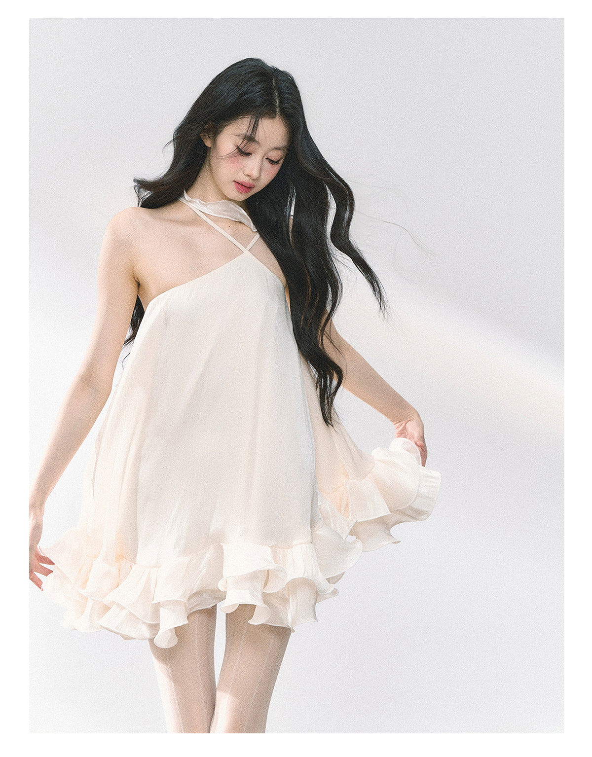 Royal Sisters Noble Style Halter Neck Dress Summer Floral Slim Waist Mini Dress For Women Shaoyeyan