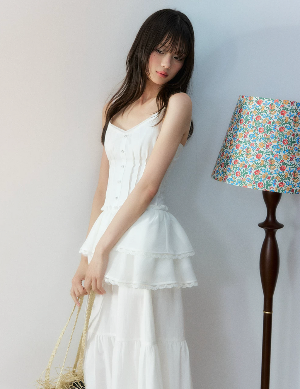 Soote Season White tank top and long skirt set in Original Resort linen