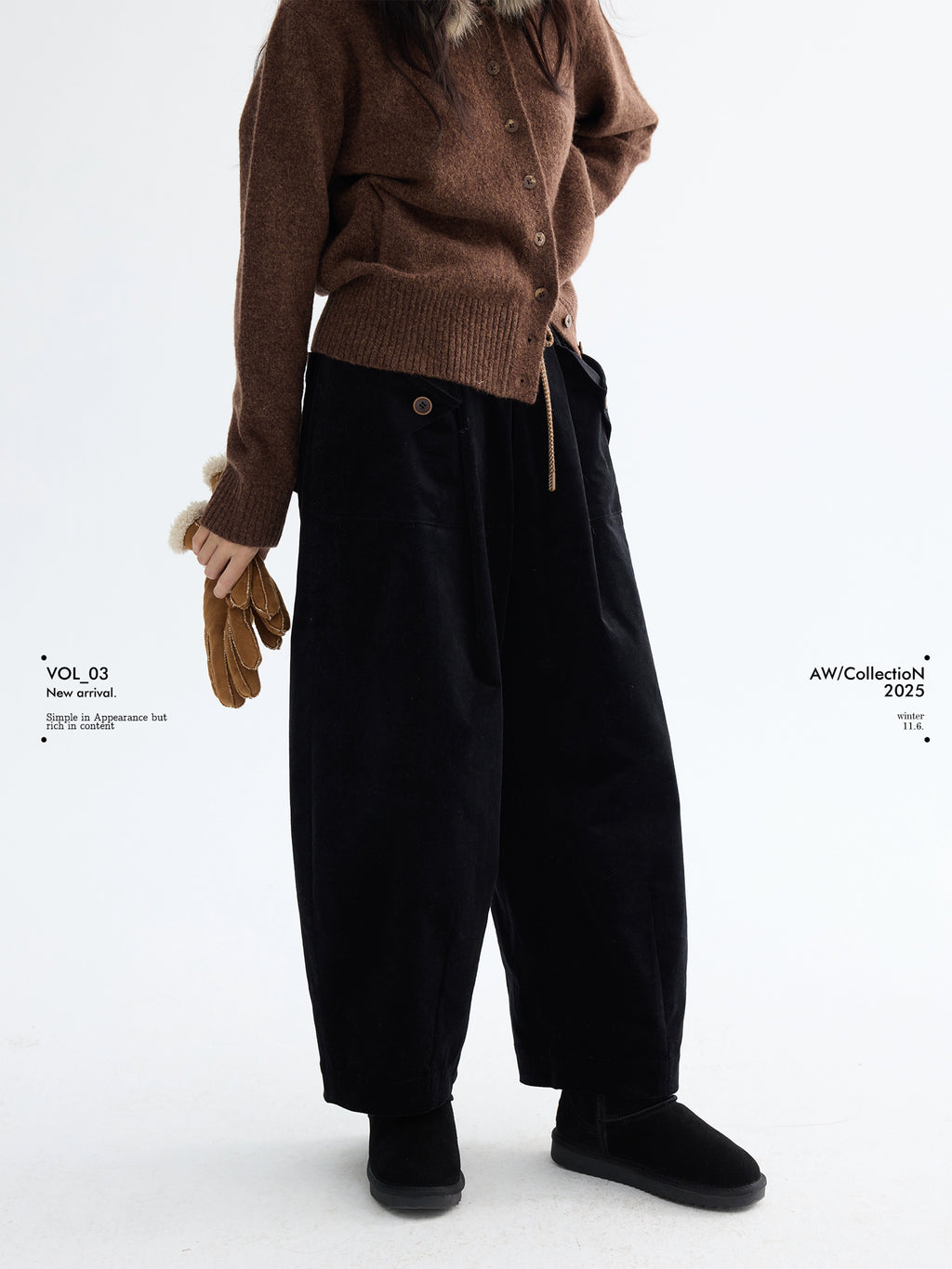 LEBEMIO "LeBemio" "Barn Basin" Classic Style Corduroy Flared Pants with Waist Tie