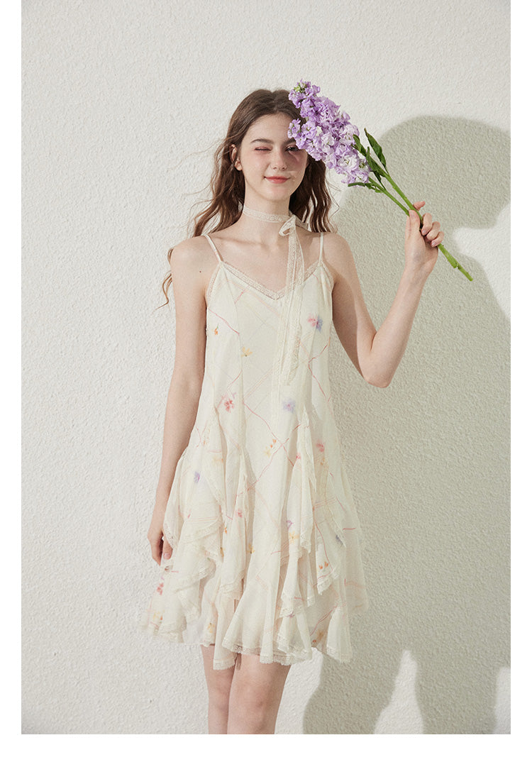 "Vanilla Star Ice" uneven hem pleated maxi dress for summer holidays, Callmelater