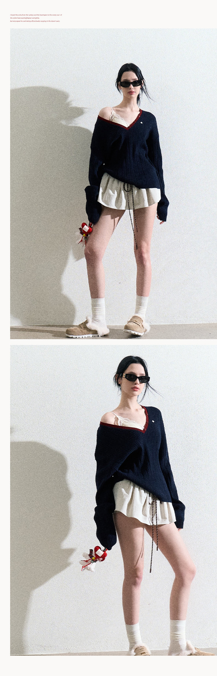 OAKMOO "The River Crossed Me" - Fashionable V-neck knit sweater, perfect for everyday wear and work.