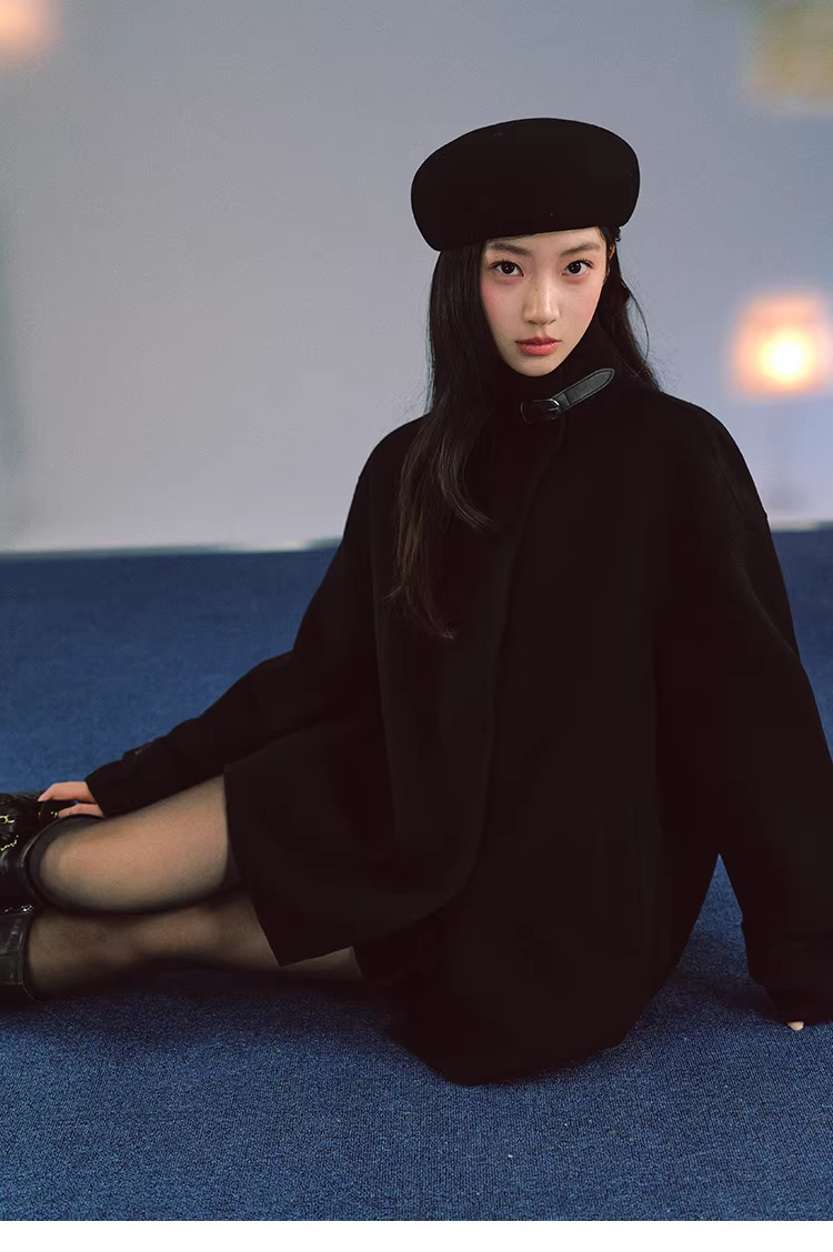 LaluneDuCiel 100% Korean-style double-sided wool coat for teenage girls.