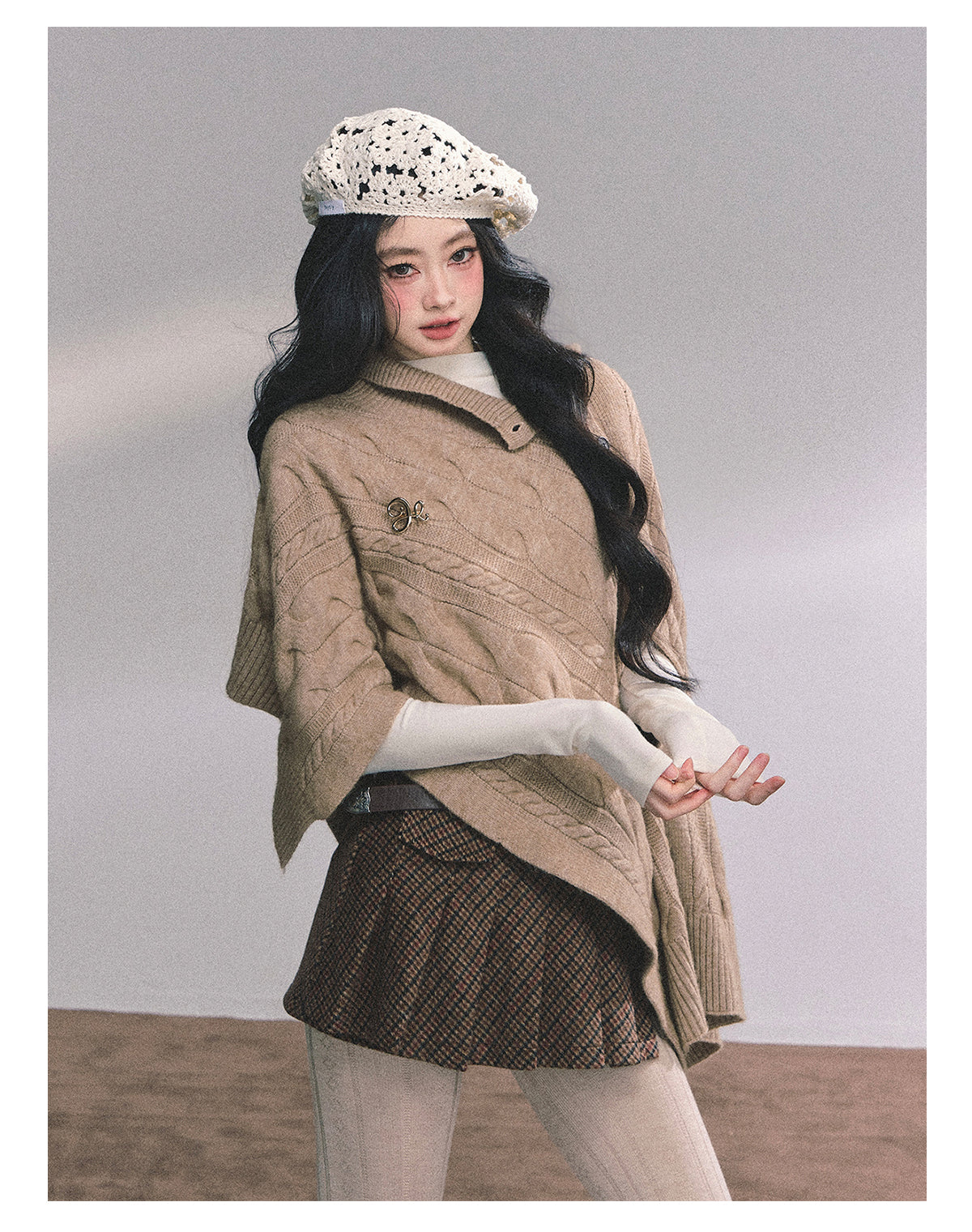Shaoyeyan Women's Autumn Winter French Style High-end Knitted Wool Coat Loose Fit