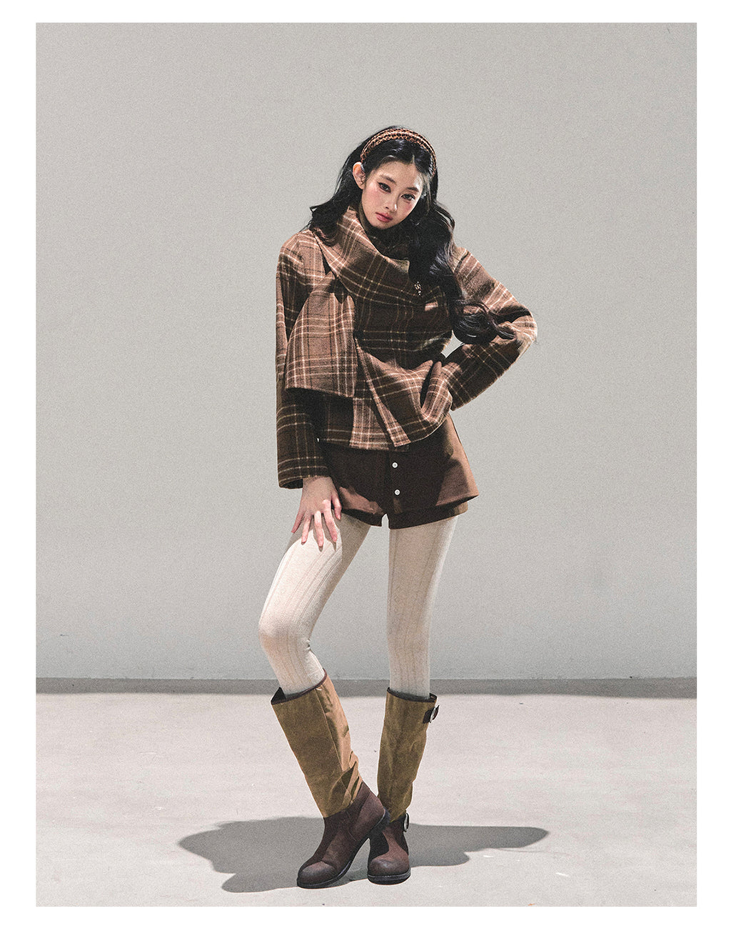 SHAOYEYAN Aomalm Women's "Twilight Forest" High-end Wool Coat, giving off a refined, luxurious feel, perfect for a wealthy heiress. Double-sided wool coat.