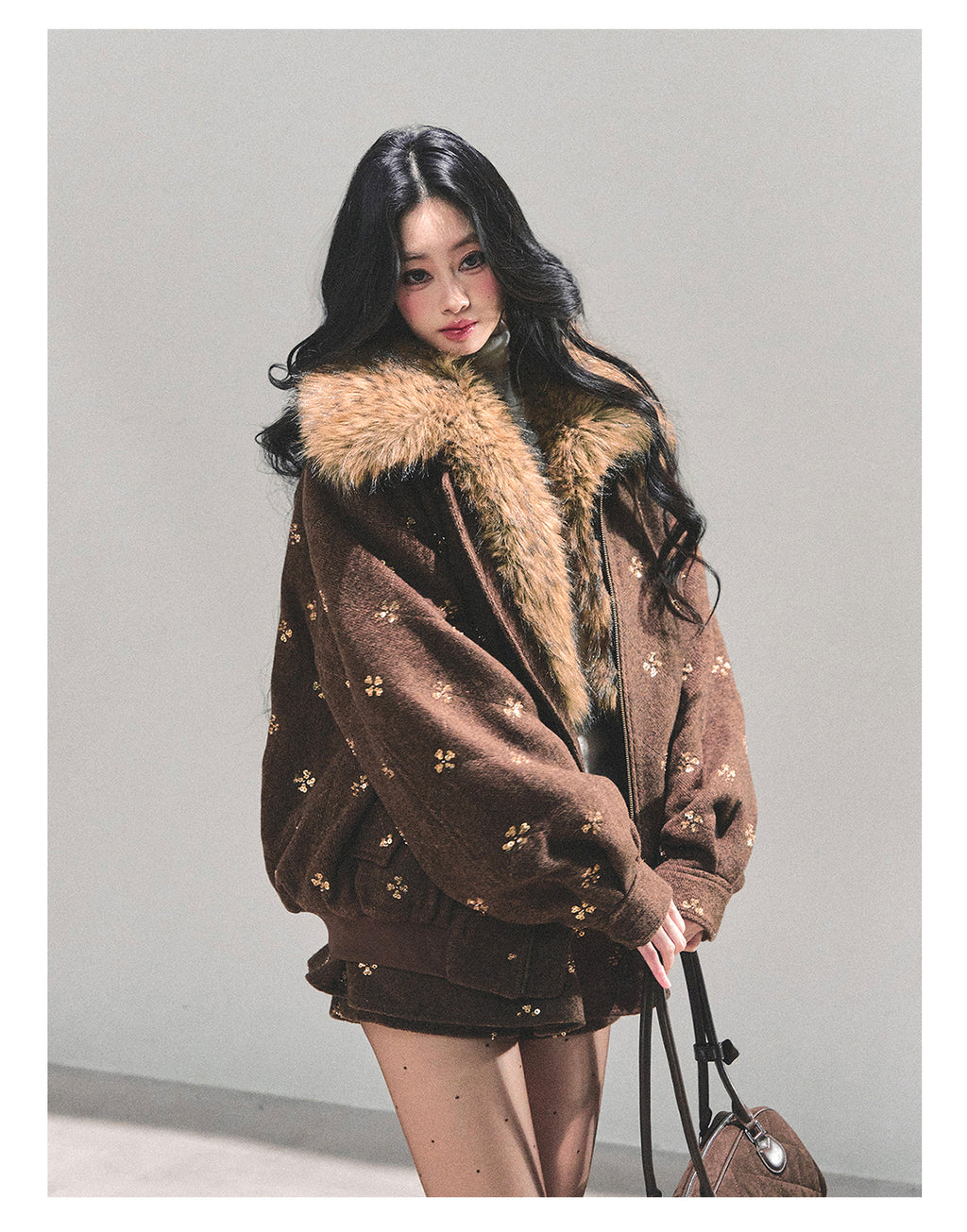 SHAOYEYAN Aomalm Women's Merard "Whisper of Falling Snow" Woolen Suit - Two-Piece Winter Quilted Jacket and Skirt Set