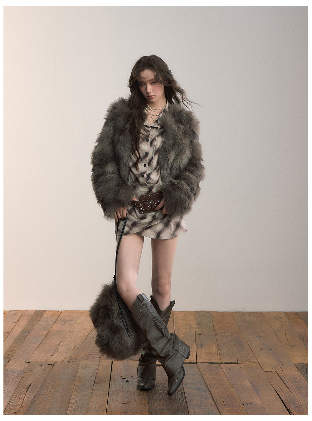 VIAPITTI 環境に優しいショートPUレザージャケット ファー素材 秋冬 ストリートスタイル レディース