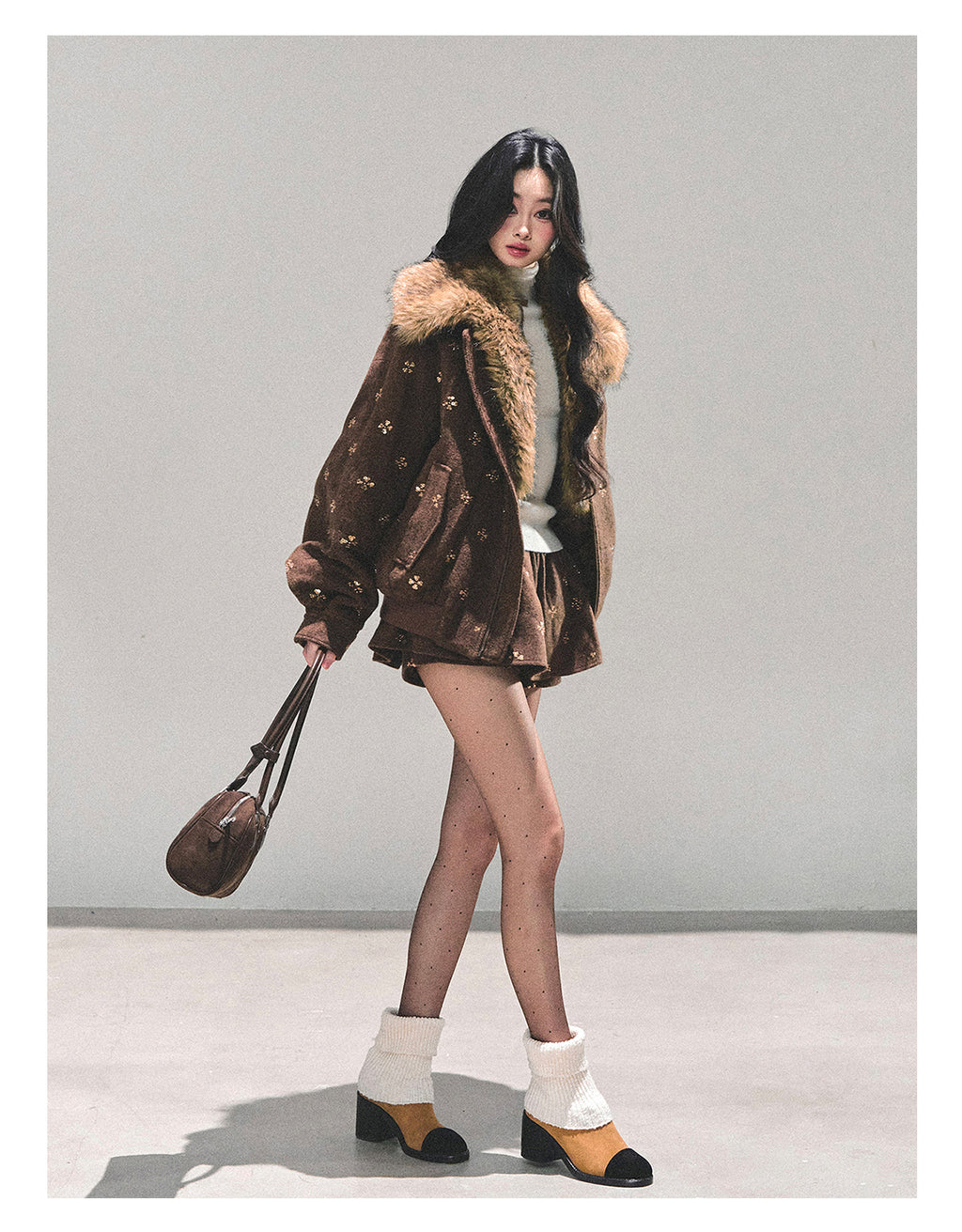 SHAOYEYAN Aomalm Women's Merard "Whisper of Falling Snow" Woolen Suit - Two-Piece Winter Quilted Jacket and Skirt Set