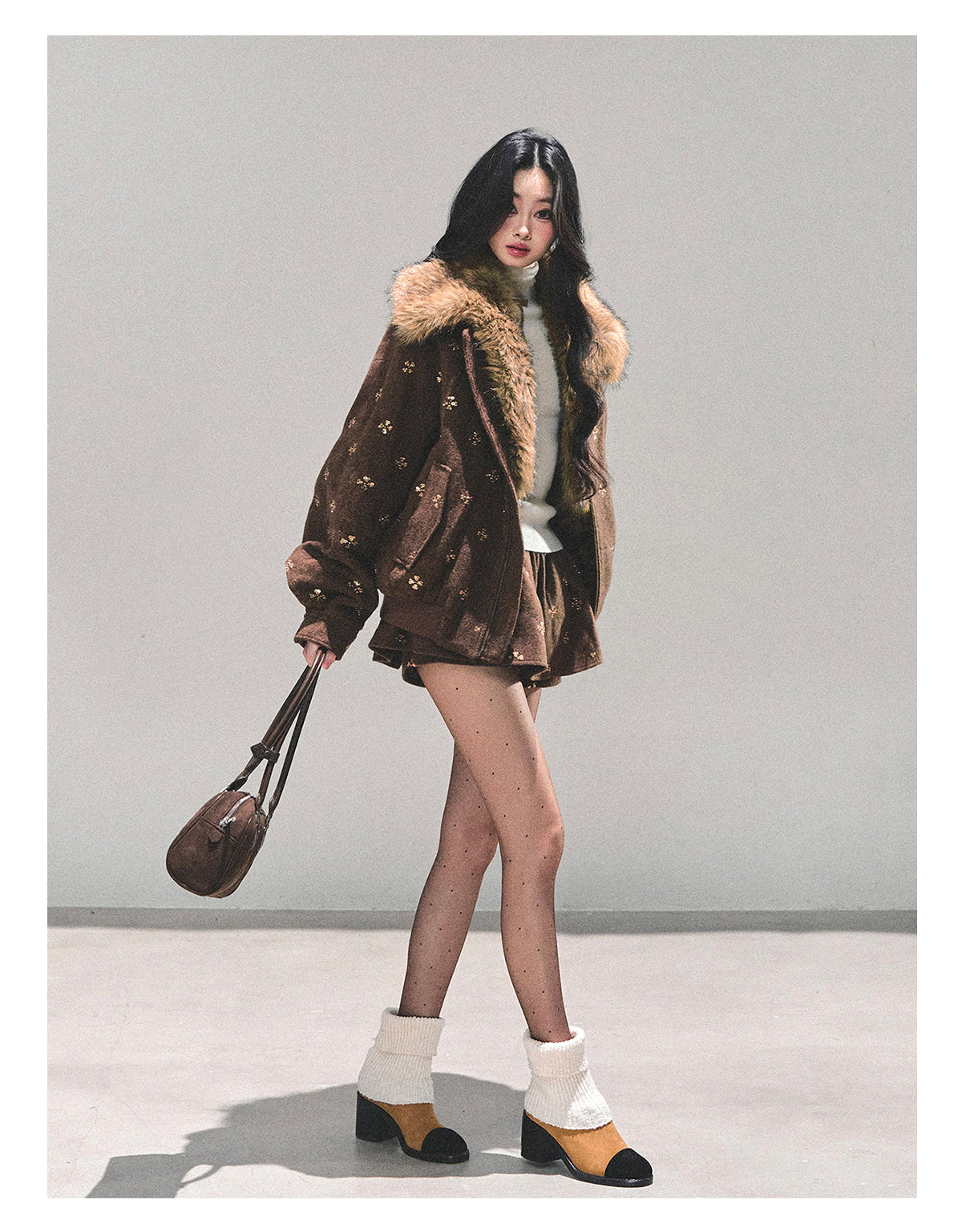 SHAOYEYAN Aomalm Women's Merard "Whisper of Falling Snow" Woolen Suit - Two-Piece Winter Quilted Jacket and Skirt Set