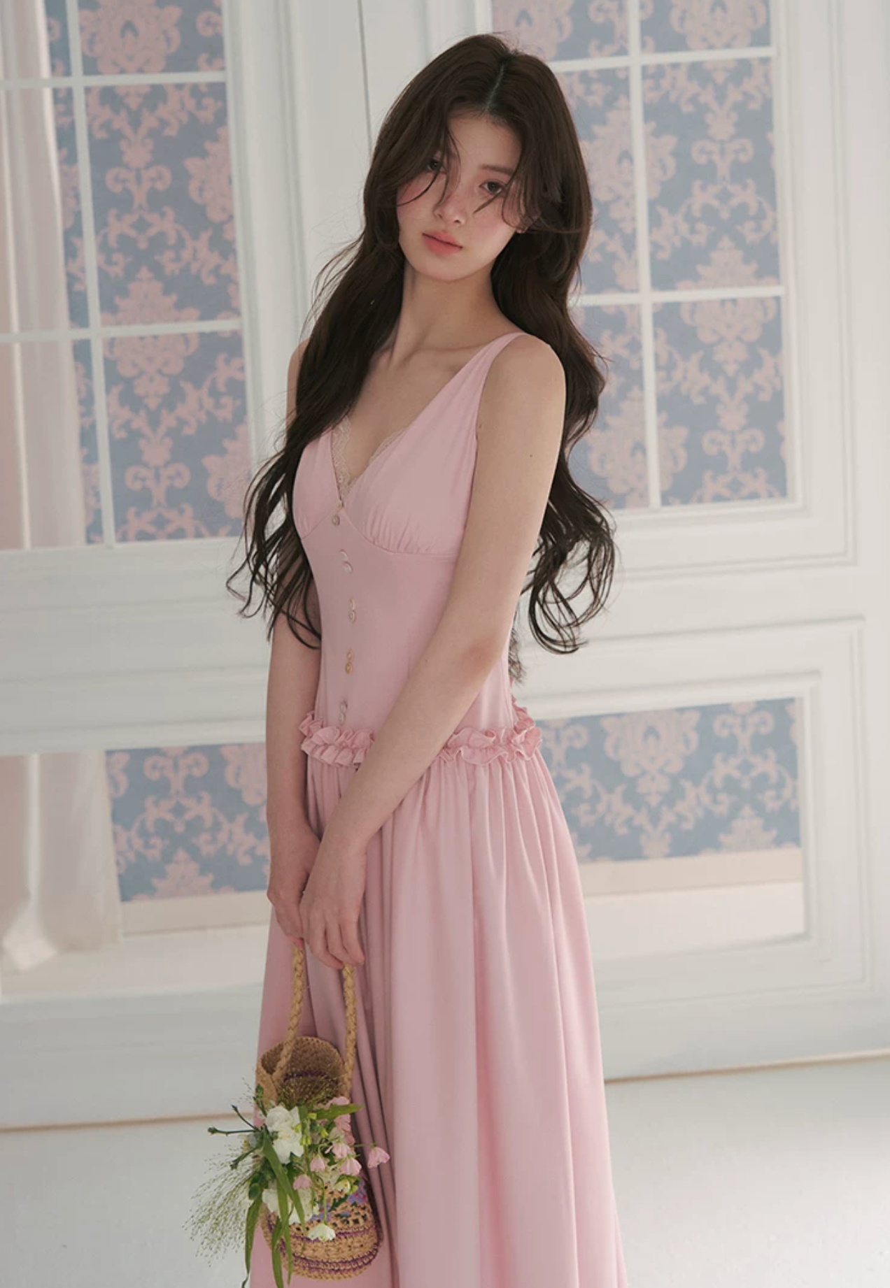 LaluneDuCiel Romantic loose-fitting Afro dress with cherry blossom pattern - Modal summer vacation dress