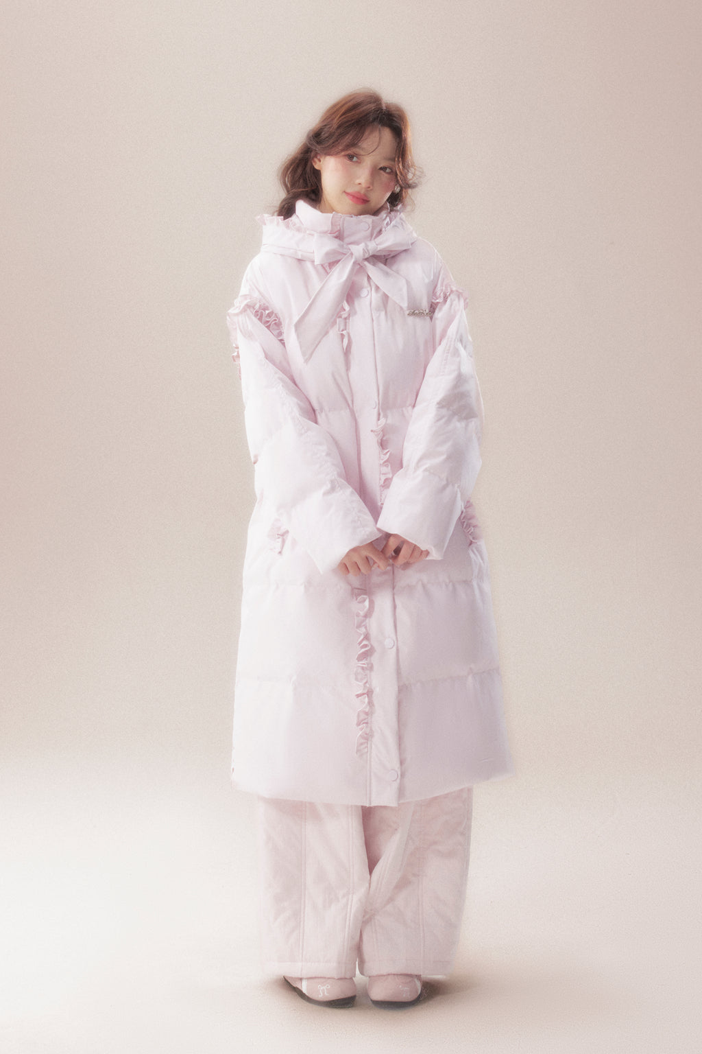 AORAA【極寒シリーズ】「雪国のあったか冬」オリジナルデザイン レーストリム付き防水ロングダウンジャケット第3世代