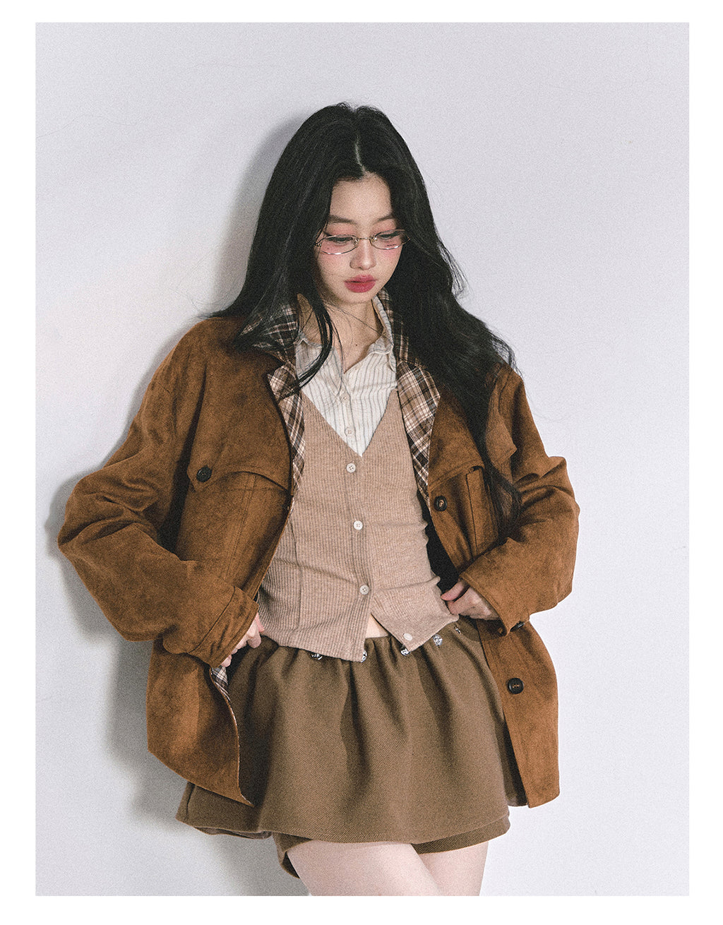 SHAOYEYAN Aomalm "Oak Poetry" Autumn Knitted Polo Shirt % Women's American Style Long Sleeve Striped Two-piece Fake Two-Piece T-shirt