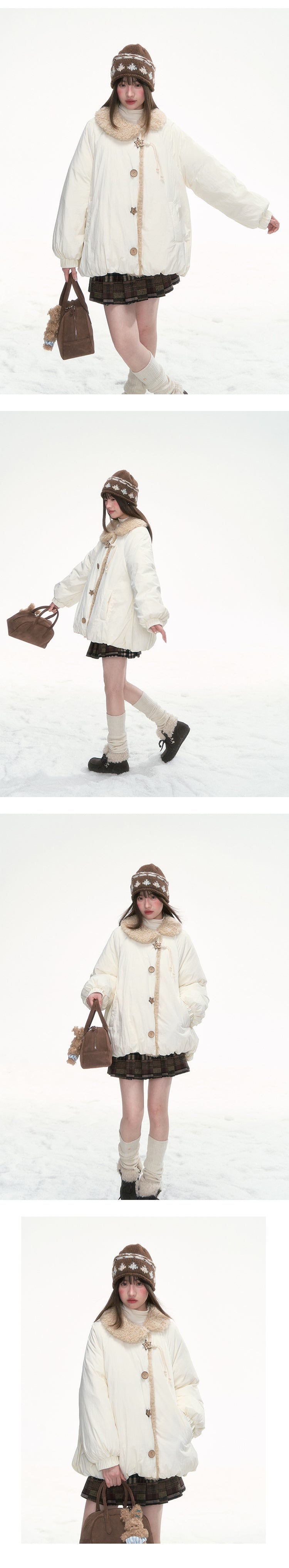 CANSTOREGIRLS 'Rongjian Xingtui' Canned Food Store winter thick warm white bud collar down jacket 90 new