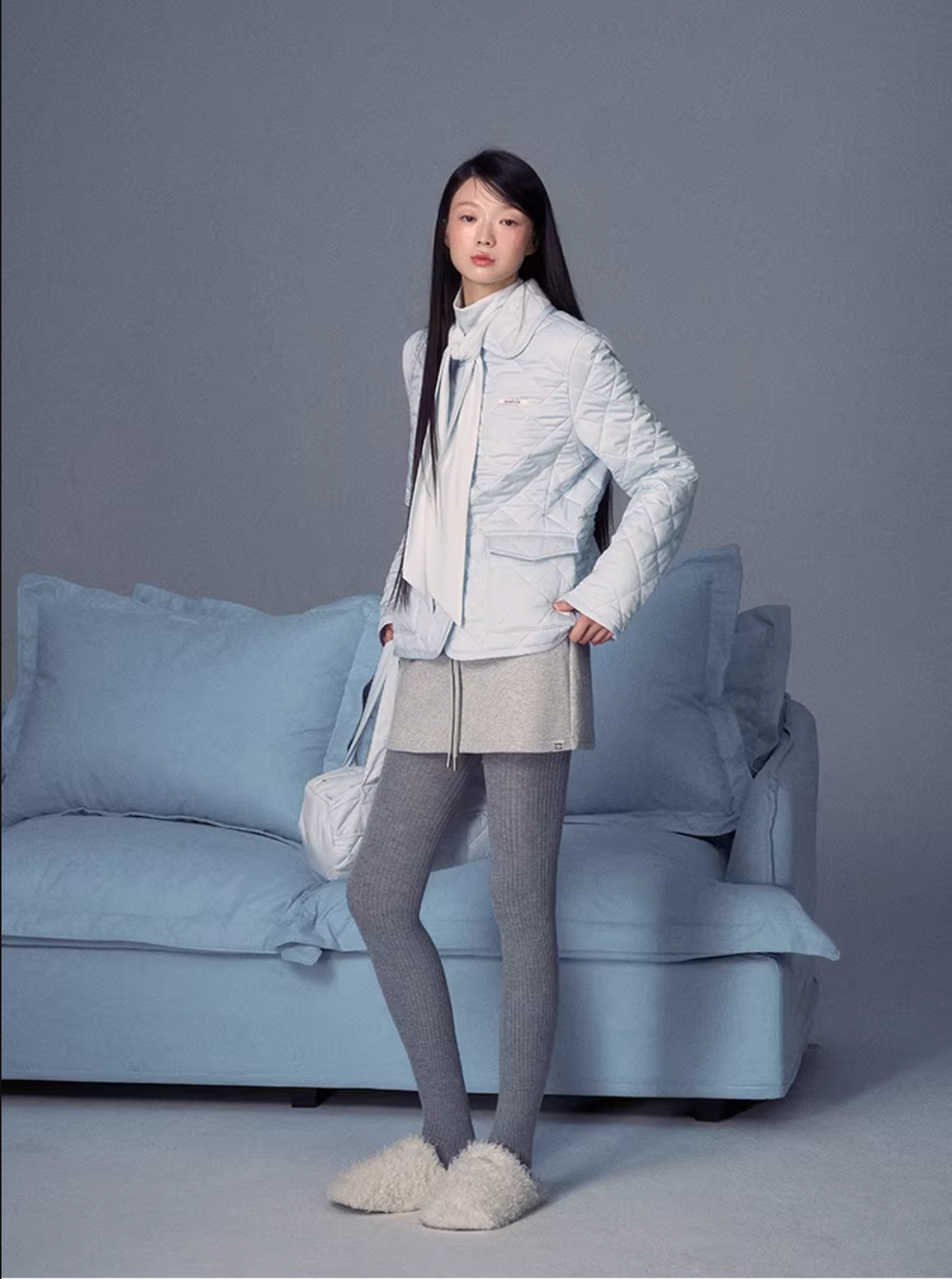 LaluneDuCiel Women's cute and playful quilted cotton jacket, winter 2025, casual style and solid color