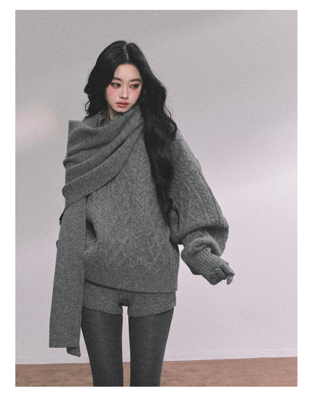SHAOYEYAN Women's Korean Style "Zurich Student" Winter Cable Knitted Sweater Three-piece Set